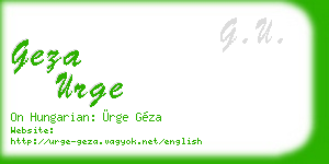 geza urge business card