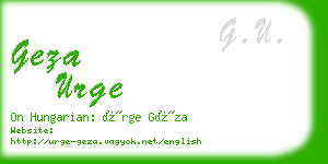 geza urge business card